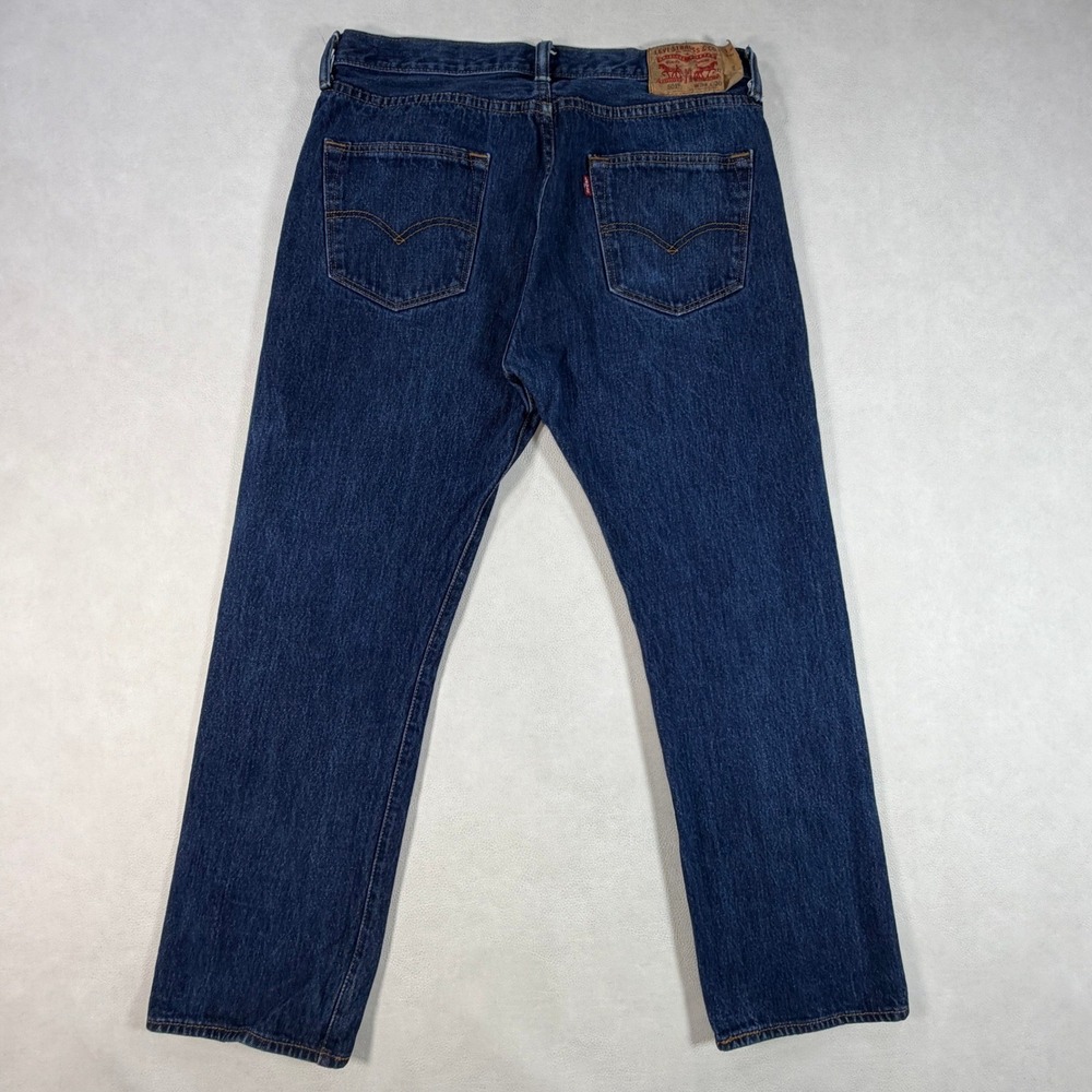 Levis 501 Original Fit Mens 34x30 Dark Wash Indigo Straight Leg Denim Jeans